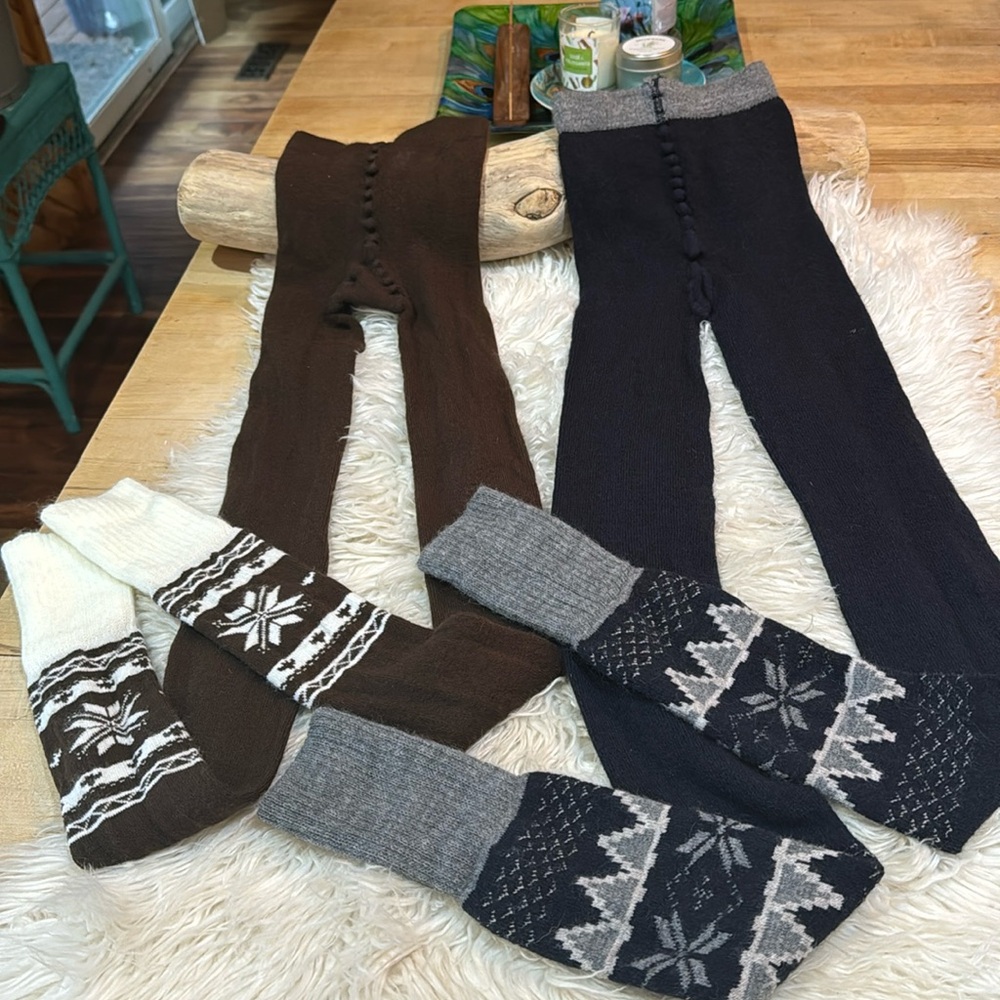 Two (2) pairs high quality wool fair isle leggings